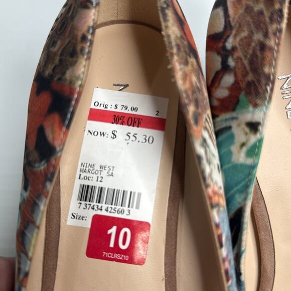 Nine West Butterfly Moth Print Margot Pump Heels New with Tag S-344 Sz 10 - Picture 5 of 9